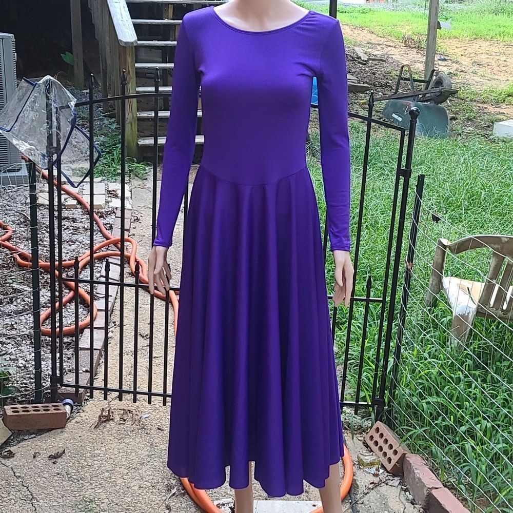 Body Wrappers Long Sleeve Purple Dress